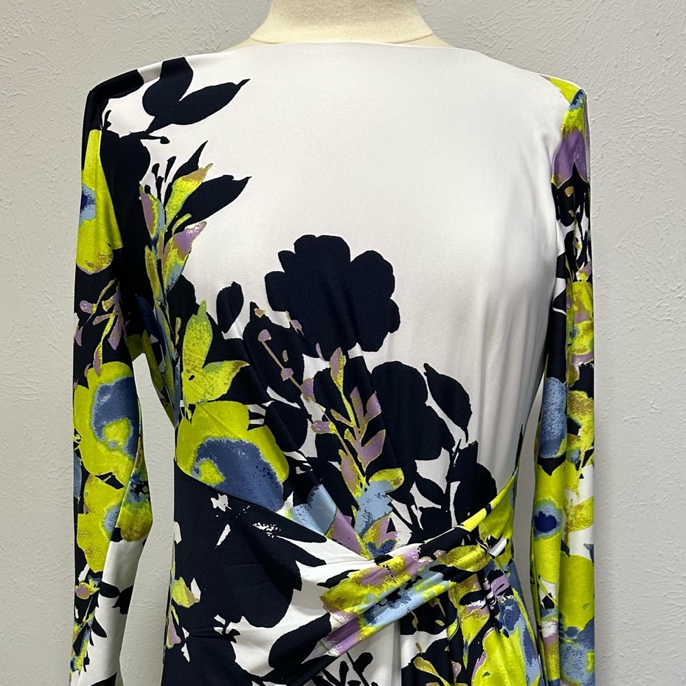 Preston & York Asymmetrical Floral Dress - Black, White, Yellow